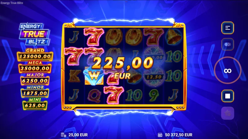 Energy True Blitz - მოგება შეგროვებული Cash-სიმბოლოებით